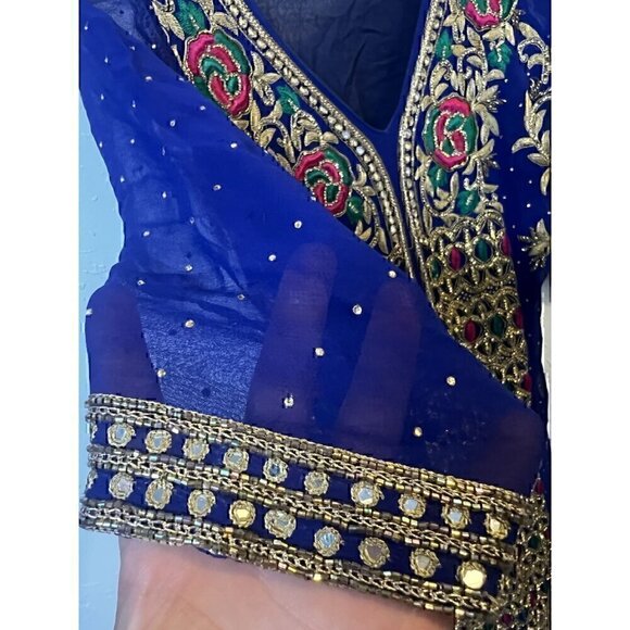 PAKISTANI INDIAN SHALWAR KAMEEZ CHIFFON, EMBROIDERY WORK DRESS. SIZE SMALL - Picture 10 of 11